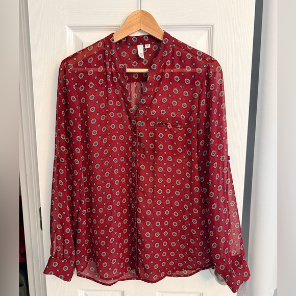 Kut from the Kloth Tops - Kut from the Kloth Burgundy Floral Blouse